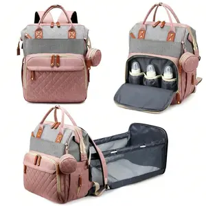 Moms Baby Bag ,Portable baby changing bag, Baby essentials, Portable baby changing bag, Fashion Mummy Bag, Large Capacity Travel Outdoorfun Baby diaperBags for Mom Dad with Insulated Pocket & Strap