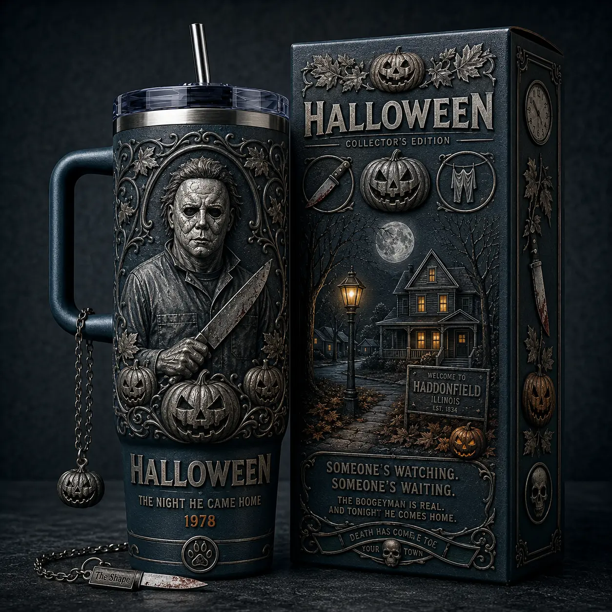 Michael Myers #2 Halloween 40oz Premium Stainless Steel Tumbler With Handle , Halloween Inspired Design, Insulated Travel Mug, Halloween Gift for Horror, Halloween Collector Tumbler, Spooky Season Drinkware