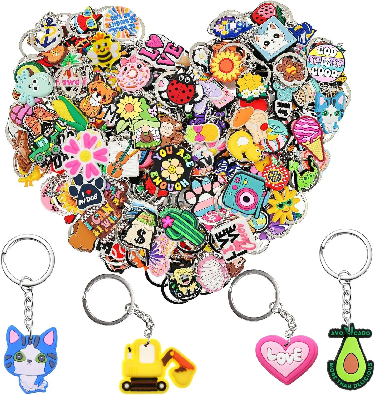 Keychains 20pcs Random Different Keychain Lot Lovely Cool Key Chains for Student Prize Birthday Gift Party Favor