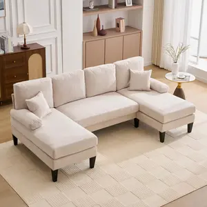 【2 Packages】98" U Shaped Couch with 18" Seat Height, Sectional Couches for Living Room, 4 Seater Couch Set with Double Chaise for Apartment, Living Room Sofas, Chenille