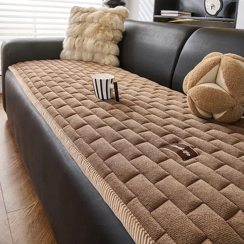 1 pc plush non-slip sofa cover, Couch Slipcover, Dustproof Sofa Cover, pet-friendly luxury quilted design, machine washable polyester material, suitable for two to four-seat sofas and sectional sofas, Sectional Sofa Covers