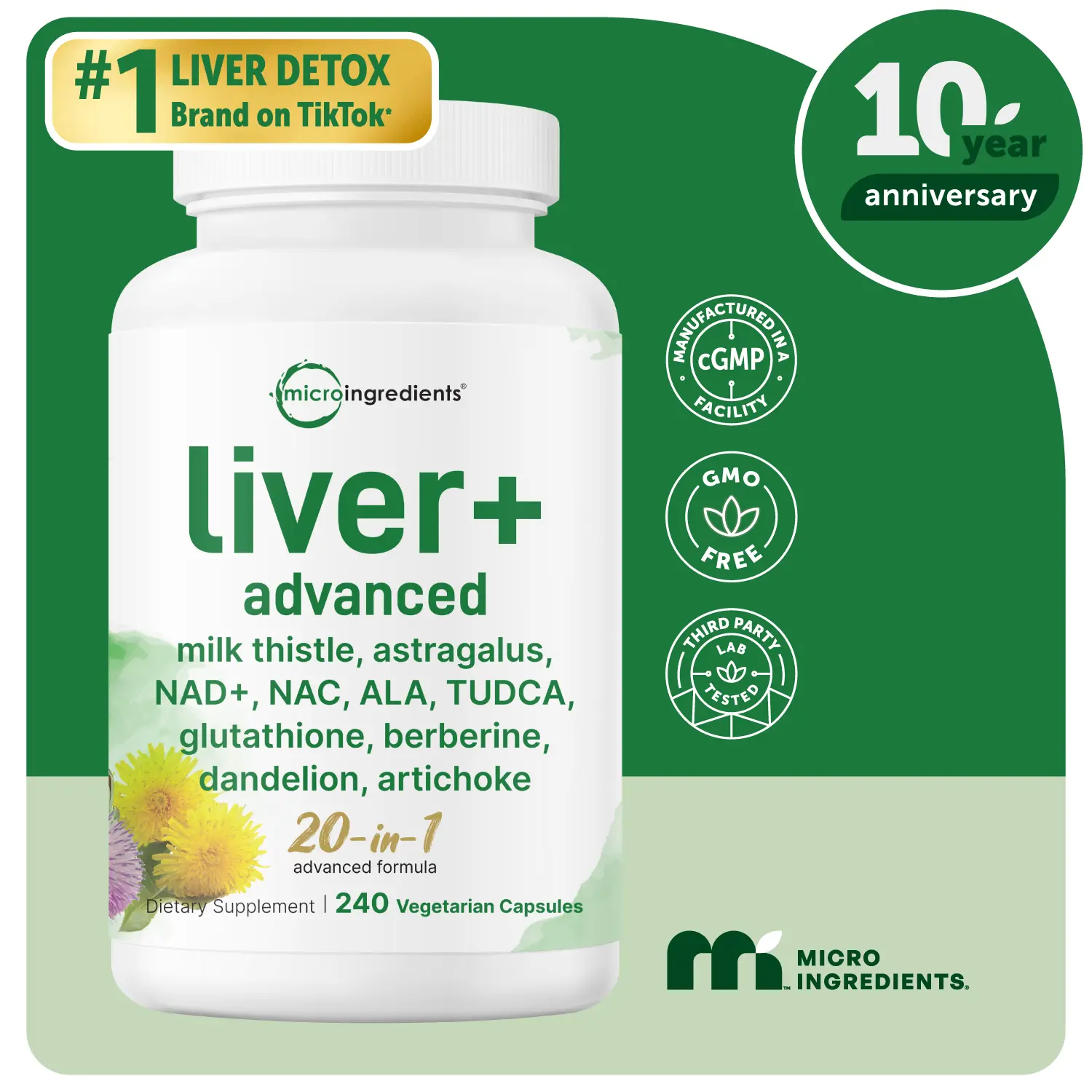 Micro Ingredients Liver Advanced+, 240 Veggie Capsules, 20-in-1 Advanced Support Complex Micro Ingredients Liver Advanced+, 240 Veggie Capsules, 20-in-1 Advanced Support Complex