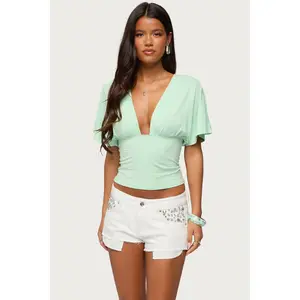 Betee Flutter Plunge Neck Top
