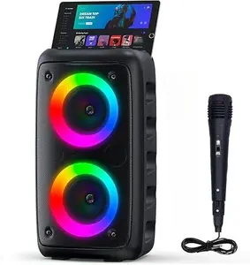 2026 Portable Bluetooth Karaoke Machine,Speaker with 1 Wired Mic,Rechargeable Powered Dj/PA Speaker System with SD Card,AUX in,TWS for Birthday Party