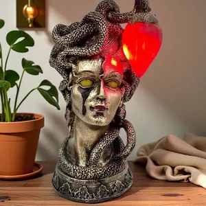 Medusa Table Lamp Statue Mythical Monster Gothic Resin Decorative Figurine, Unique Home Decoration, Perfect Gift Idea, Sculpture Desk Decor