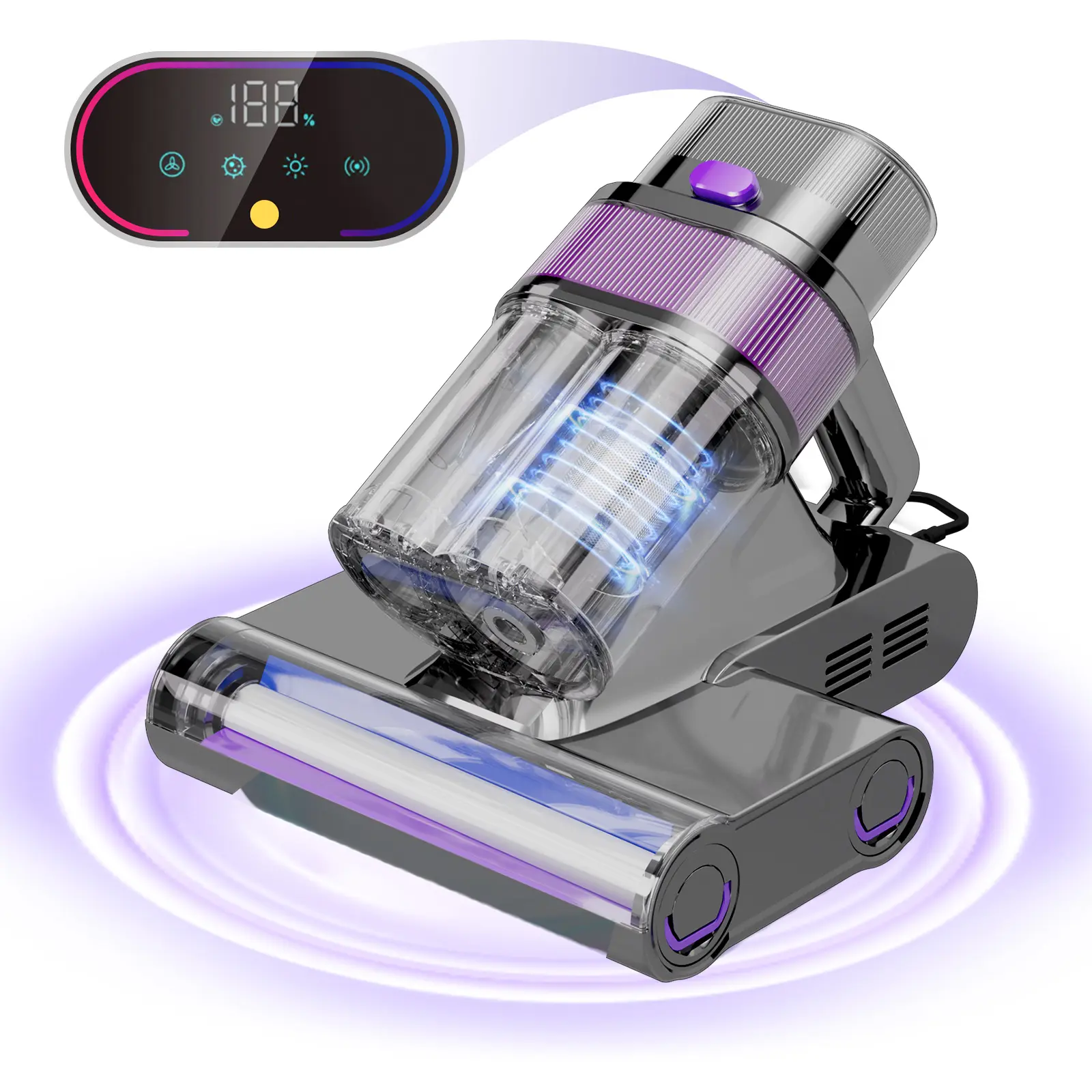 Mattress Vacuum Cleaner,16Kpa Suction,HEPA Filter 254nm & Ultrasonic,140°F Heat,UV-C Light & 720,00 RPM/Min Brushroll Rotation,Handheld Bed Vacuums for Bed, Sofa, Couch, Crib