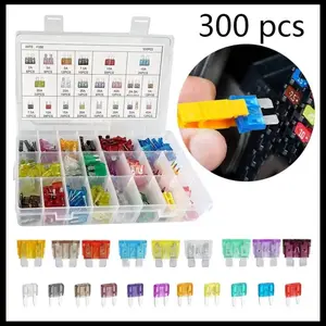 306/300pcs Update Car Fuse Kit , 160 Mini Blade Fuses, 90 Standard Fuses, 50 Micro Fuses, 1 Fuse Puller, Mixed Colors, Uncharged Power Mode