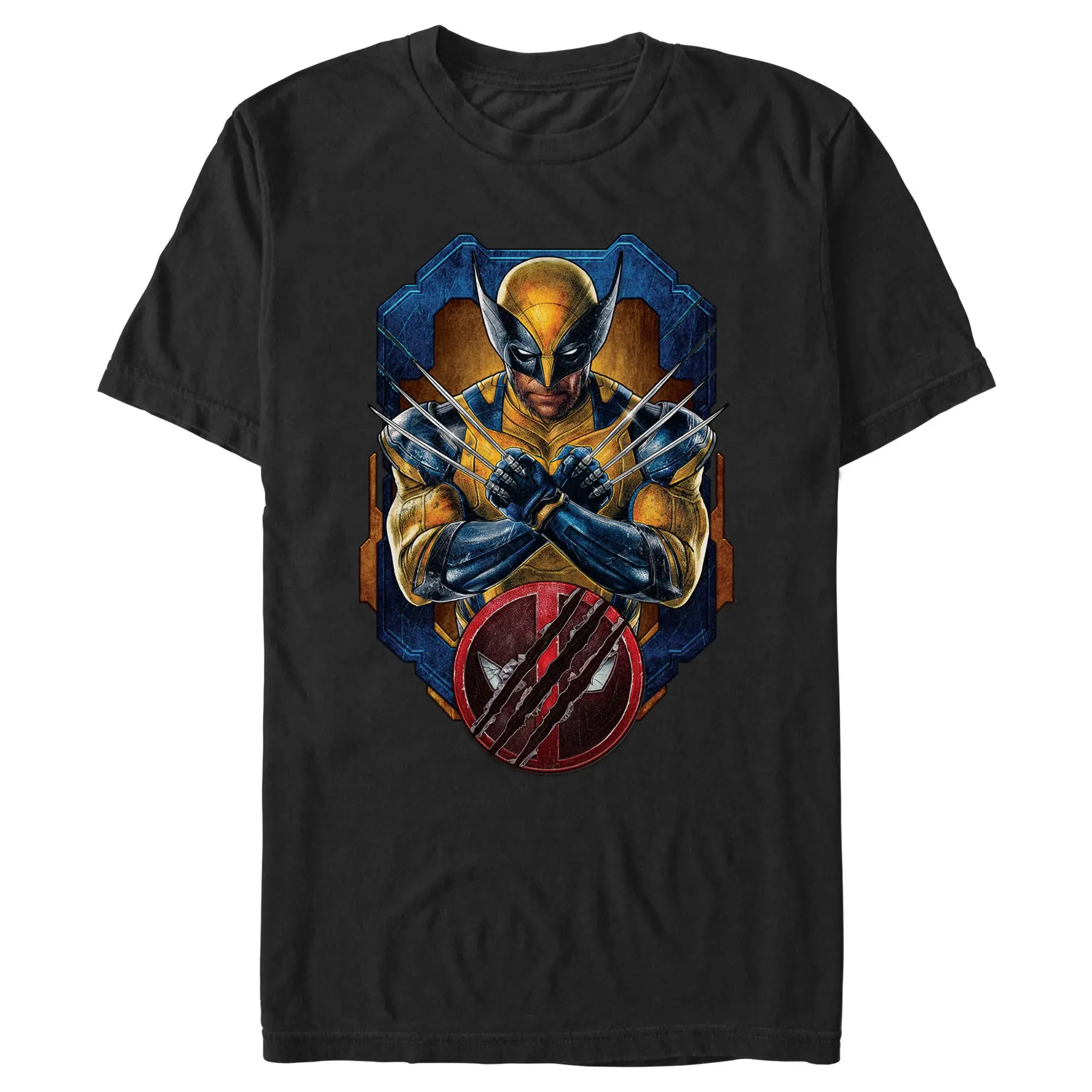 Men's Marvel Deadpool & Wolverine Claw Pose Portrait T-Shirt, Stylish Casual Fashion Short-Sleeve Apparel