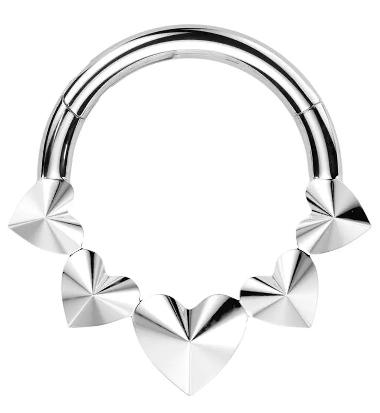 Polyhedra Hearts Titanium Hinged Segment Ring