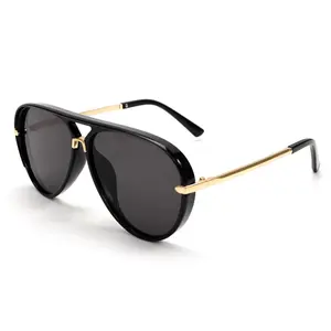 Gold Trim Pilot Sunglasses for Women| UV400 Y2K Shield Shades| Perfect for Spring Sunshine & Wedding Season Outfits