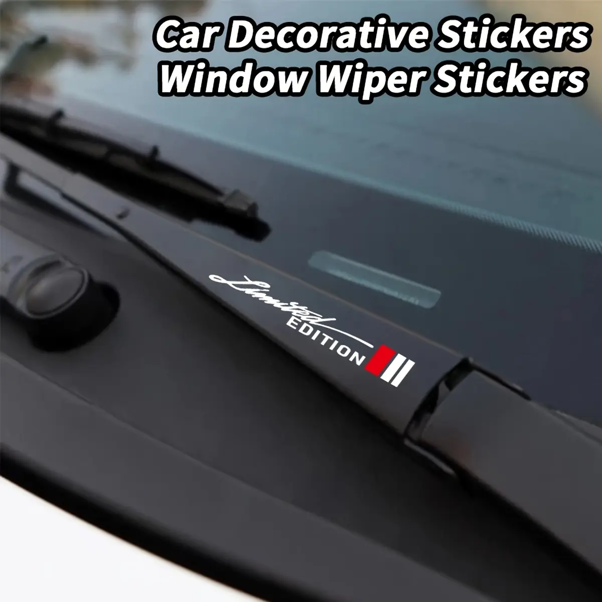 2PCS Colorful Laser White Car Stickers, Automotive Decals, Automobile Decals, Are Waterproof, Durable, Easy To Apply, Suitable for Car Wipers, Trucks, SUVs, Wiper Decorative Stickers, Vehicle Exterior Modification Accessories