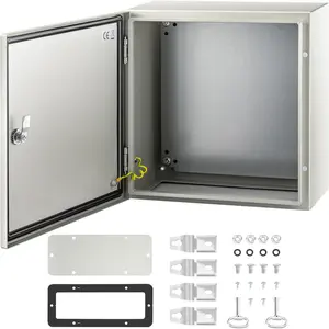 VEVOR NEMA Steel Enclosure, 16 x 16 x 8\'\' NEMA 4X Steel Electrical Box, IP66 Waterproof & Dustproof, Outdoor/Indoor Electrical Junction Box, with Mounting Plate