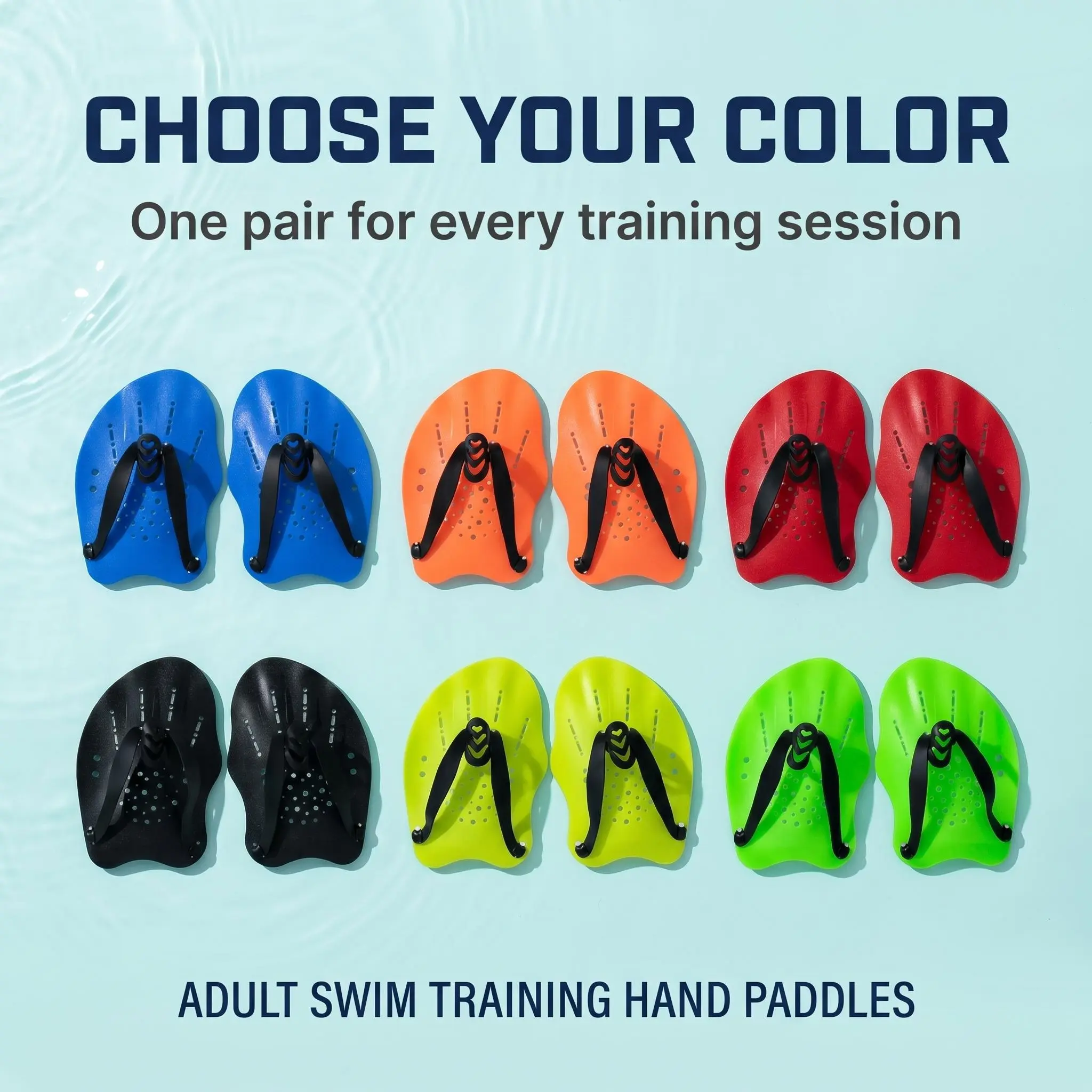 Swimming Training Hand Paddles for Adults – Silicone Hand Paddles for Freestyle and Breaststroke Arm Stroke Training