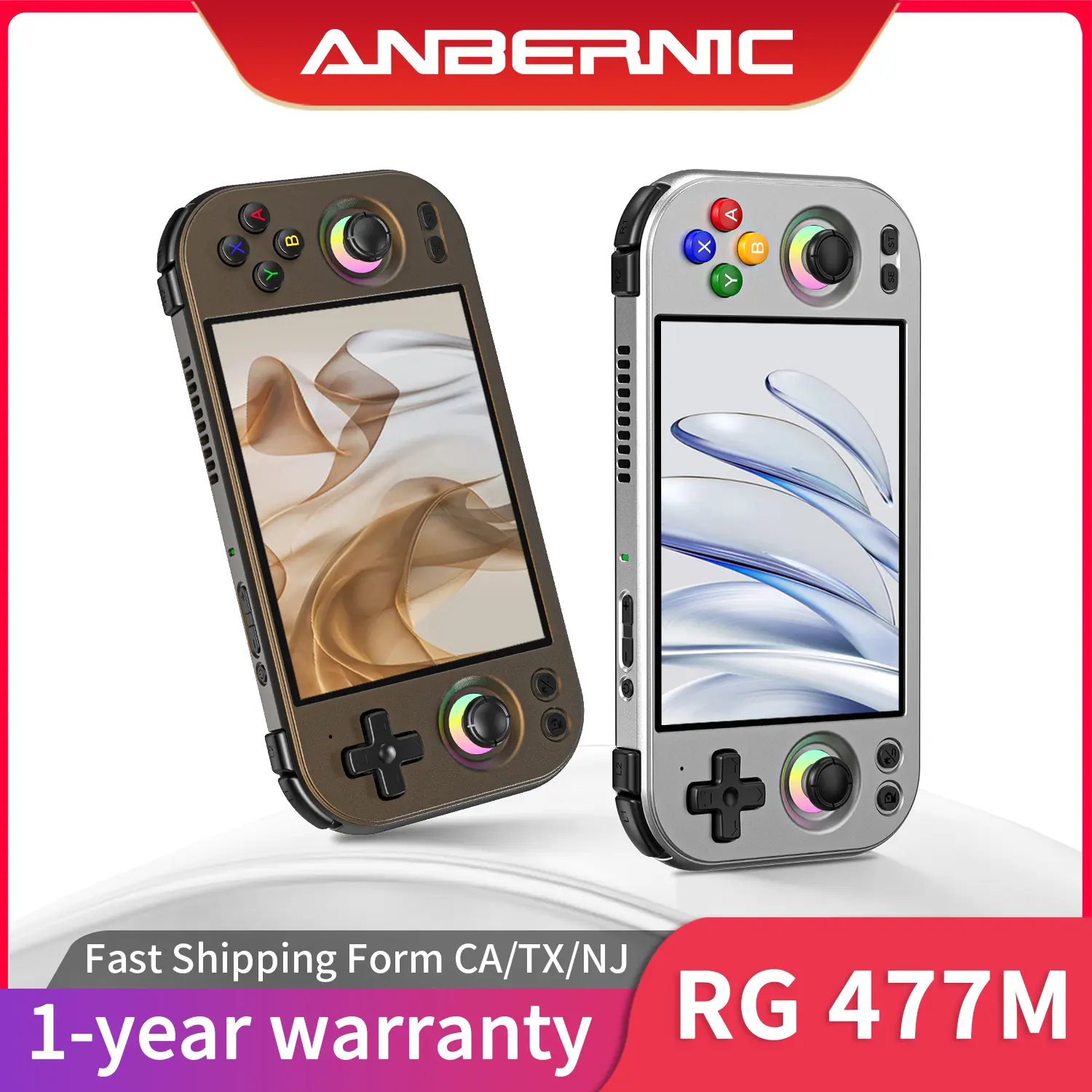 ANBERNIC RG 477M Retro Handheld Game Console 4.7 Inch LTPS In-Cell Touch Screen Portable Video Game Console Aluminum Alloy CNC Android 14 5300mAh RG477M Gift