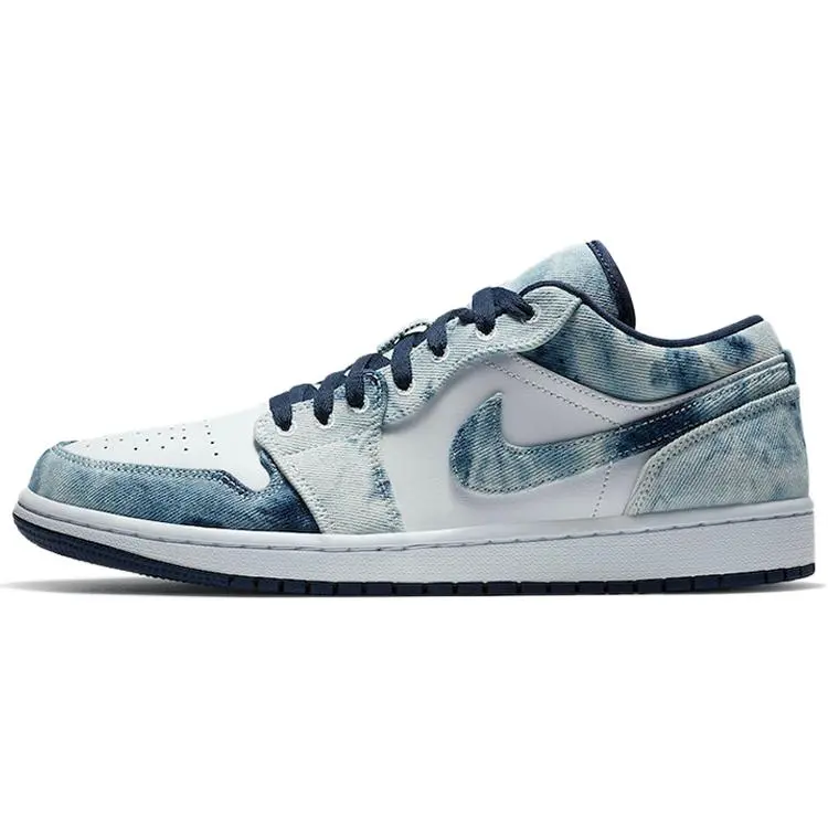 Jordan 1 Low Washed Denim Retro Versatile Comfort Basketball Shoes Men's CZ8455-100