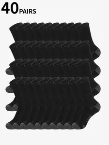 30/40 Pair Men's Classic Combination Long Socks - Breathable, Comfortable, Moisture-Resistant, Suitable for Leisure Outdoor Wear in All Seasons - Machine Washable, Striped Knit Fabric, Polyester Material, Tubesocks Socks Pairs
