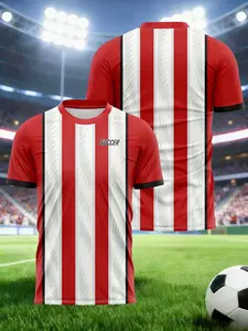 Classic red and white contrast-color football jersey, same style for both men and women. Suitable for team sports, running training, casual wear, and party outfits, Sports Top, Jersey Shirts, Sports Apparel, Athletic Tops
