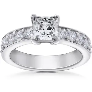 2 ct Princess Cut Diamond Engagement Ring 14K White Gold Clarity Lab Grown