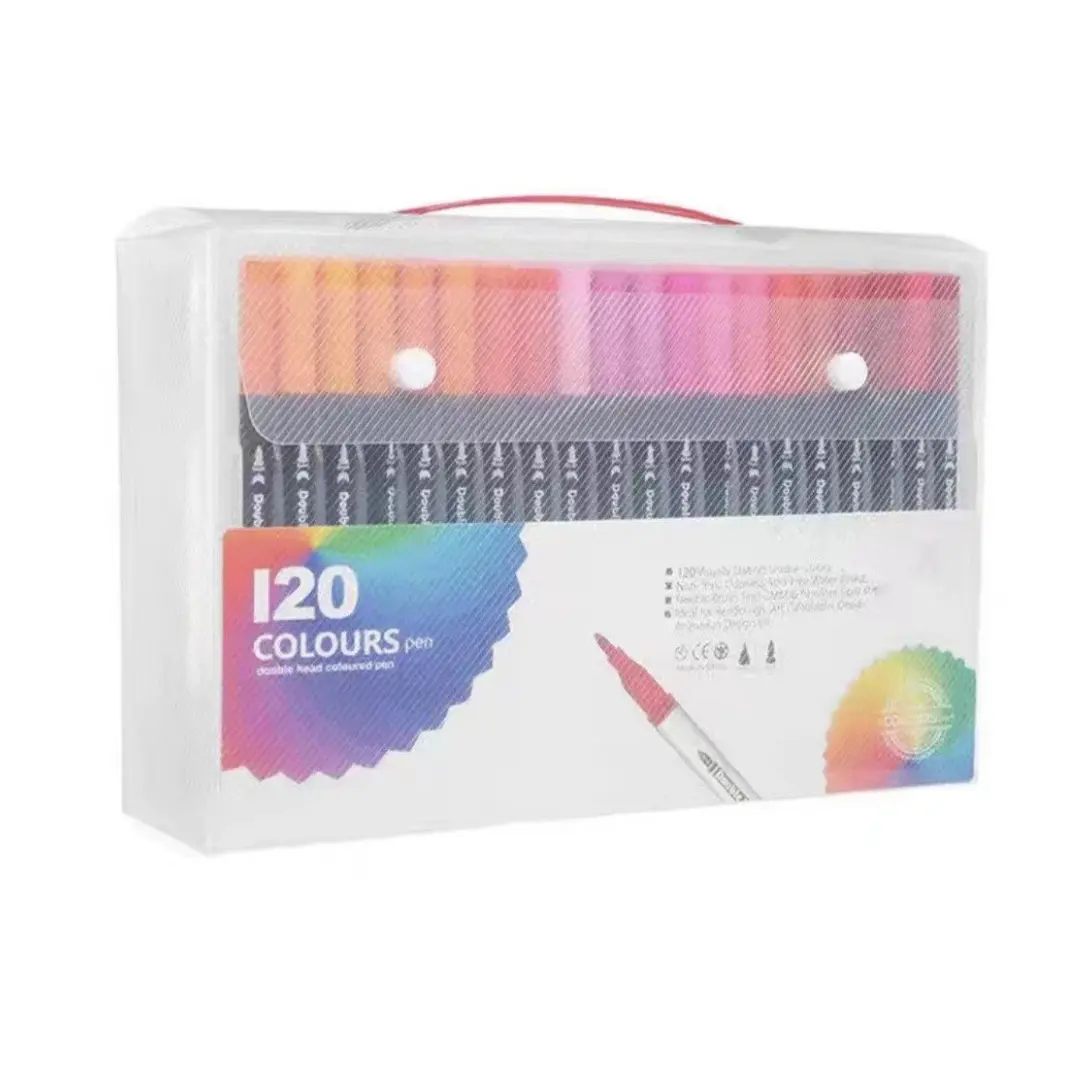 120 Vibrant Double Ended Watercolor Markers Set Premium Dual Tips Artists Gift