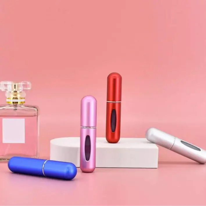 Refillable Perfume Atomizer Bottle for Travel Use - Mini Leak-Proof Vial with Ultra-Mist Spray, Bottom Pump to Refill Easily, Smooth, Cosmetic, Samples, Compact, Adults, Easy Refills, Beauty Products, Daily Use, Mini Size, Portable