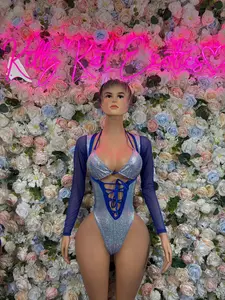 Bottlegirl Bodysuit Silver Metallic Bodysuit - Hologram Design | Exotic Dancewear Bartender Oufit