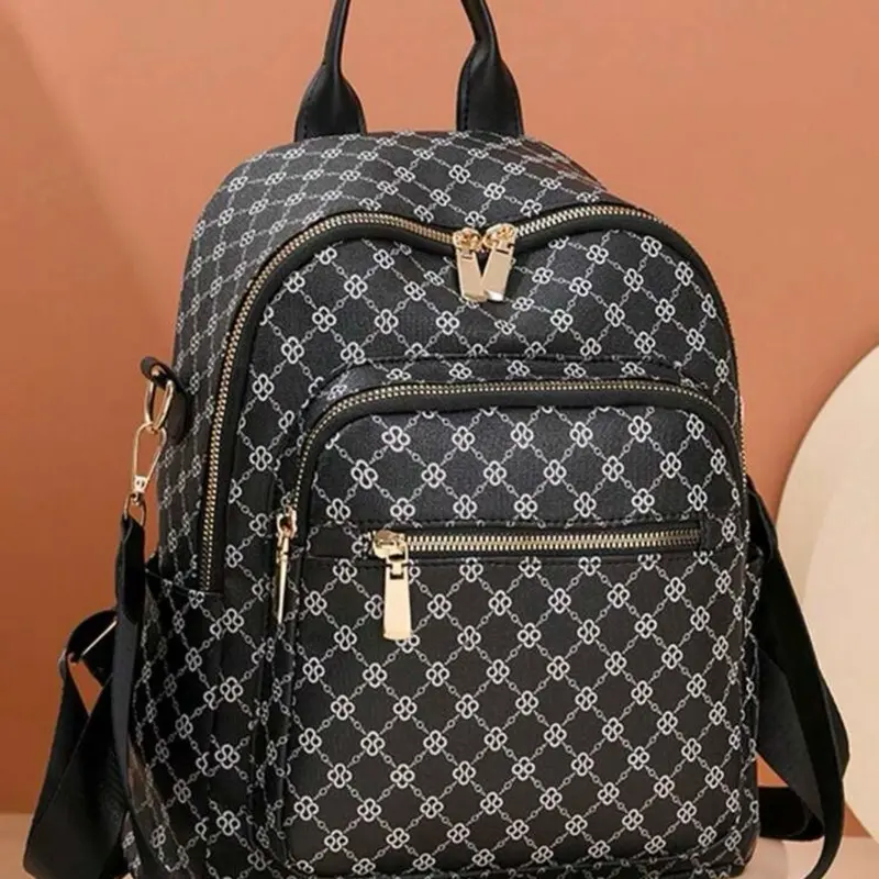 Vintage PU Leather Backpack Purse for Women – Classic Printed Fashion Handbag & Multipurpose Travel Shoulder Bag