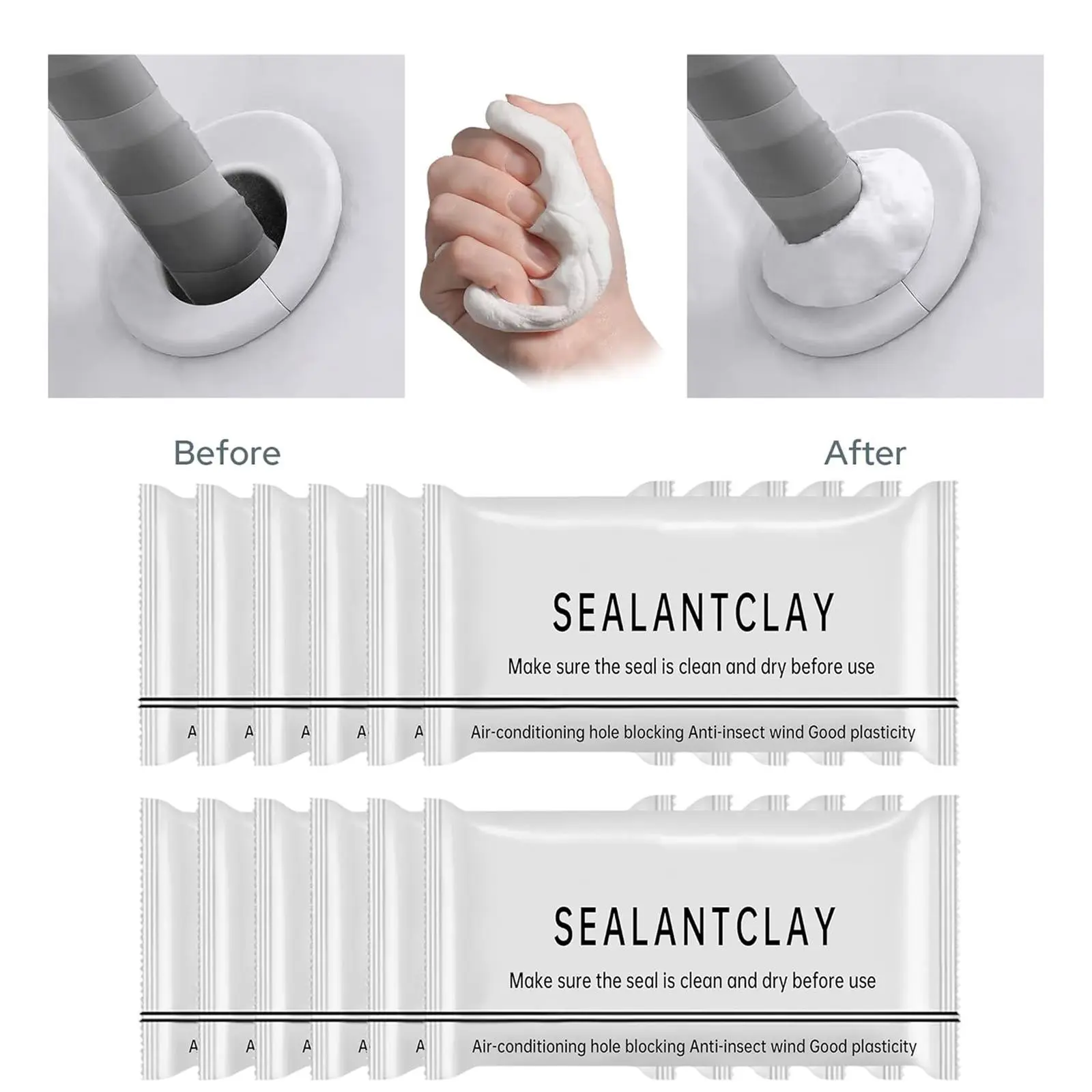10-Pack Eco-Friendly Waterproof Sealant Mastic Clay, Easy Quick-Drying Repair Putty for Wall Repairs & Drain Holes, Weatherproof Gap Filler (Tools & Hardware Adhesives Sealers)
