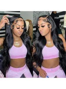 5X5 Body Wave Lace Front Wigs Human Hair Pre Plucked HD Transparent Lace Frontal Wig with Baby Hair 180% Density 9A Glueless Brazilian Virgin Human Hair Lace Front Wigs For Women Natural Blac