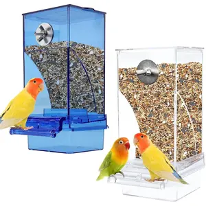 No-Mess Bird Cage Feeder Automatic Parrot Feeders Seeds Container  Finch  Feeders Parakeet  Dispenser Cage Accessories for Small Birds Canary Budgie Lovebirds