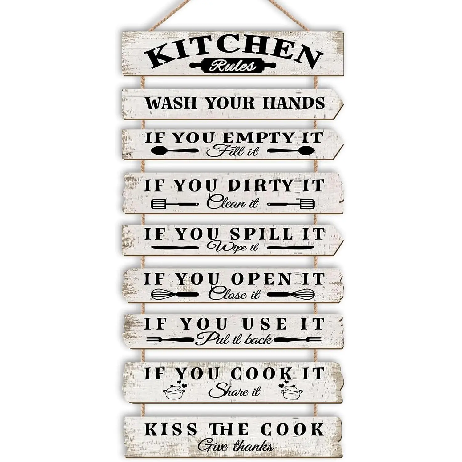 Kitchen Wall Decor Funny Kitchen Signs Kitchen Rules Pictures Wall Art Decor Rustic Farmhouse Western Kitchen Decor Wooden Sign (White)