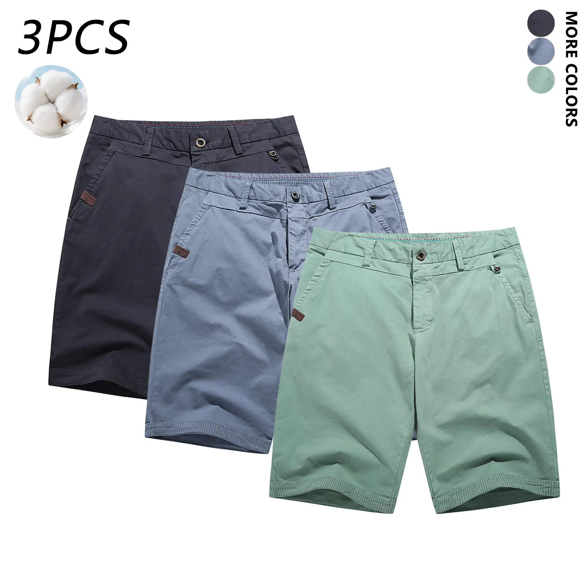 3-Pack Men’s Plus Size Extra-Length Golf Shorts, Stretch, 25.4 cm Internal Seam, Waterproof, Lightweight Quick-Dry Hiking Shorts