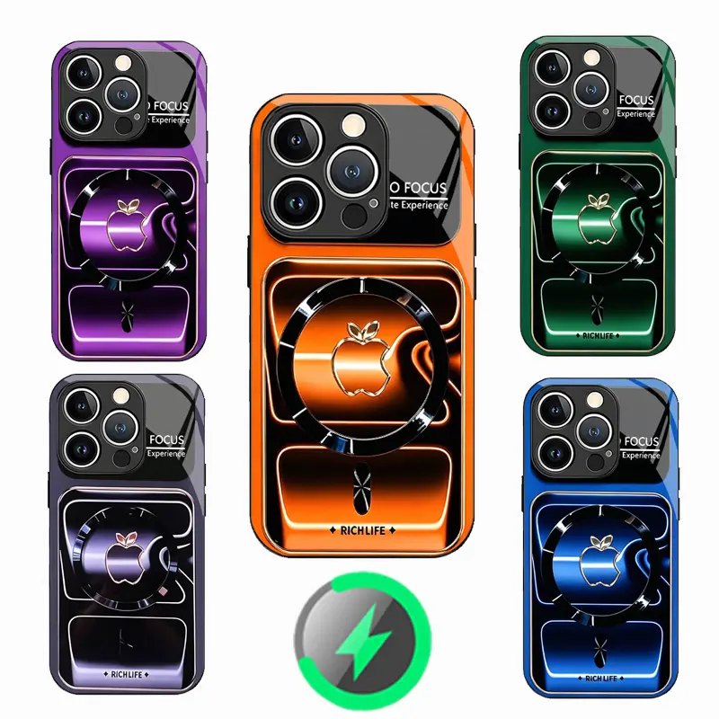 Personalized Custom Pattern Design A-Z 26 Letters Magnetic Tempered Glass Phone Case Full Camera Lens Protection Shockproof Anti-Fall Hard Cover Compatible with iPhone 12-17 Pro Max 16 Plus