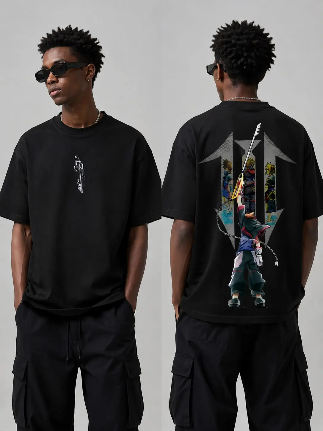 KINGDOM HEARTS SORA 2 sided Washed Tshirt Unisex graphic tee 90s Fabric Fit Clothes Top Cotton, Menswear Top Black Casual Crewneck Shortsleeve Clothes Soft lemon demon shirt sade soulja boy outfit truck gorlock destroyer