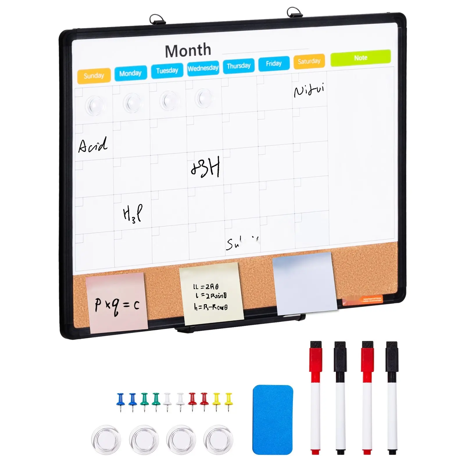 Cork Board For Walls, Double-Sided Cork Bulletin Board 24" X 18" Framed Vision Board And Push Pin Display, Ideal For Office, Home, And School, Durable Wall-Mounted Notes, Reminders, Photo And Memo Organizer