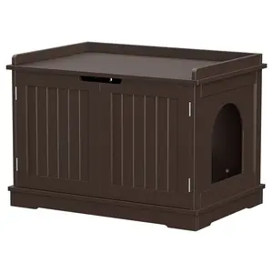 Double-Door Hidden Enclosed Litterbox, MDF Frame Storage Cabinet Pet Cat House
