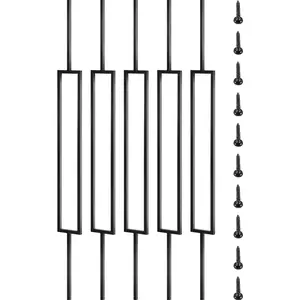 VEVOR Deck Balusters,  10 Pack Metal Deck Spindles, 44\"x0.5\" Staircase Baluster with Screws, Iron Deck Railing for Wood and Composite Deck, Stylish Black Baluster for Outdoor Stair Deck Porch