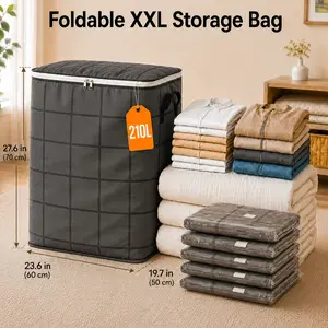 210L Extra Large Heavy Duty Moving Bags with Backpack Straps & Reinforced Handles, Dustproof Storage Bags for Clothes, Bedding & Travel, Zipper Closure Organizer for College Dorm, Closet and Home Organization