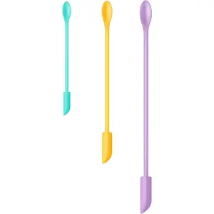 Silicone Spatula Set (3Pcs) - Mini Scraper Tool for Beauty & Food - Reach Every Last Drop, Multi-Size Spatulas for Makeup Jars, Lotion Bottles & Kitchen Containers