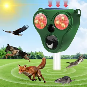 Ultrasonic Animal Repeller, Solar Animal Deterrent with Motion Sensor, LED Flash & Alarm Sound, 5 Modes for Cats, Dogs, Squirrels, Birds, Deer