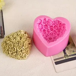 Silicone Heart Shaped Fondant Mold, 1 Count Aromatherapy Plaster Mold for DIY Pudding Chocolate Candy Desserts, Cake Decorating Supplies, Silicone Molds
