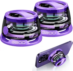 2 Pcs G200 Magnetic Bluetooth Speaker - Multifunctional Portable Mini Speakers with RGB Light, 3D Surround Sound, 7H Playtime, Phone Stand for iPhone Android, Gifts for Teens, Purple