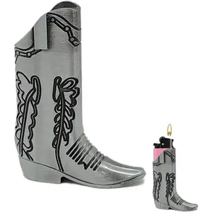 Cowboy Boot Lighter Case, Lighter Covers and Sleeve Cute Cowgirl Boot Match Holder Cover, Funny Lighters Cases for Everyday Carry or Home Decoration