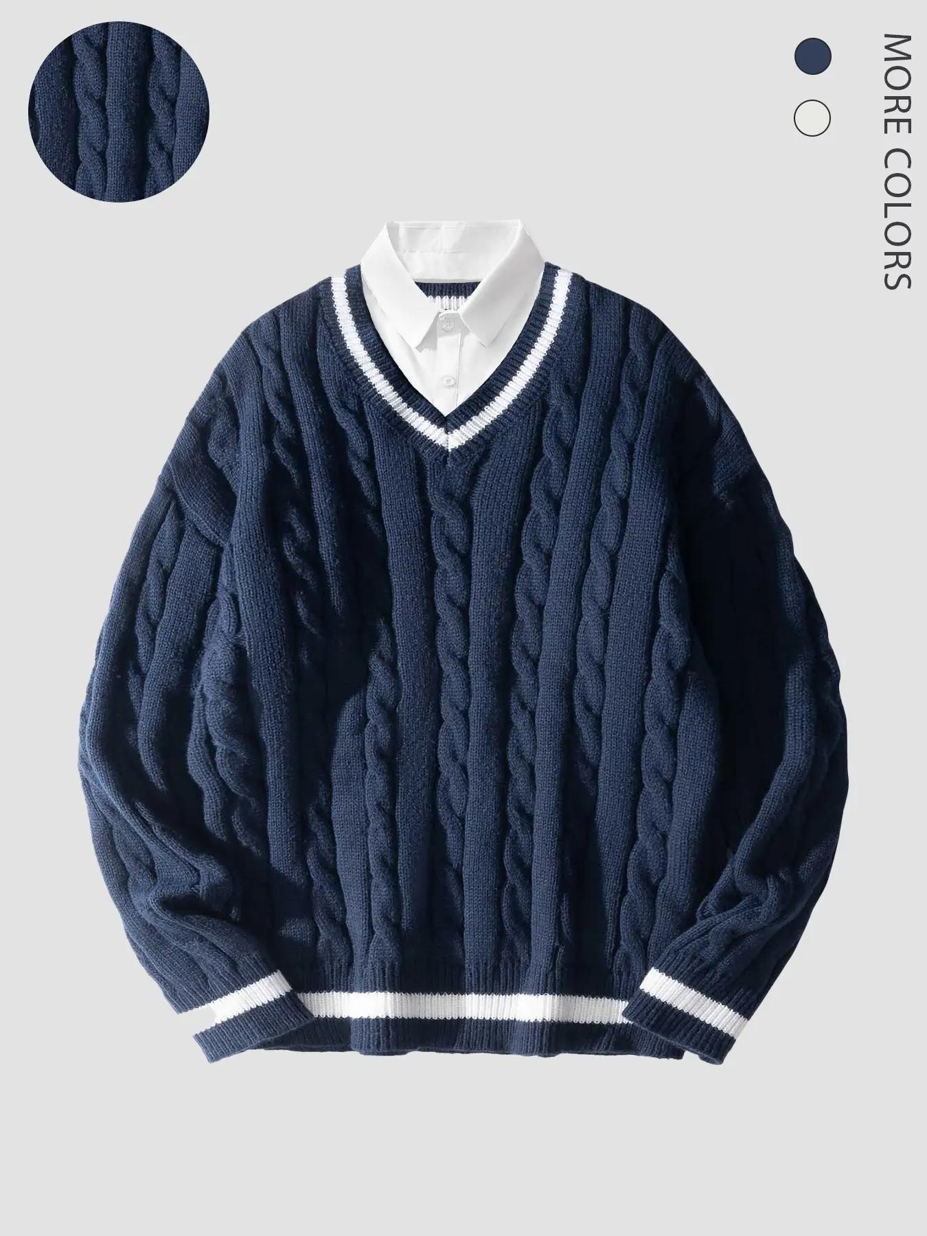 Men's Preppy Style Classic Shirt Collar Long Sleeve Knit Sweater Clothing, Casual Fitted Design, Perfect for Fall & Winter Outdoor Wear, Fashion Menswear Knitwear, Vintage Pullovers, Casual Cozy Pullover