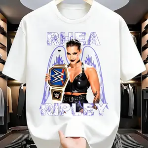 US Local Shipping | Rhea Ripley WWE Champion Graphic Tee | Men's T-shirt | Soft Premium Cotton | Rep your favorite wrestling star with this edgy streetwear piece! #WWE #RheaRipley