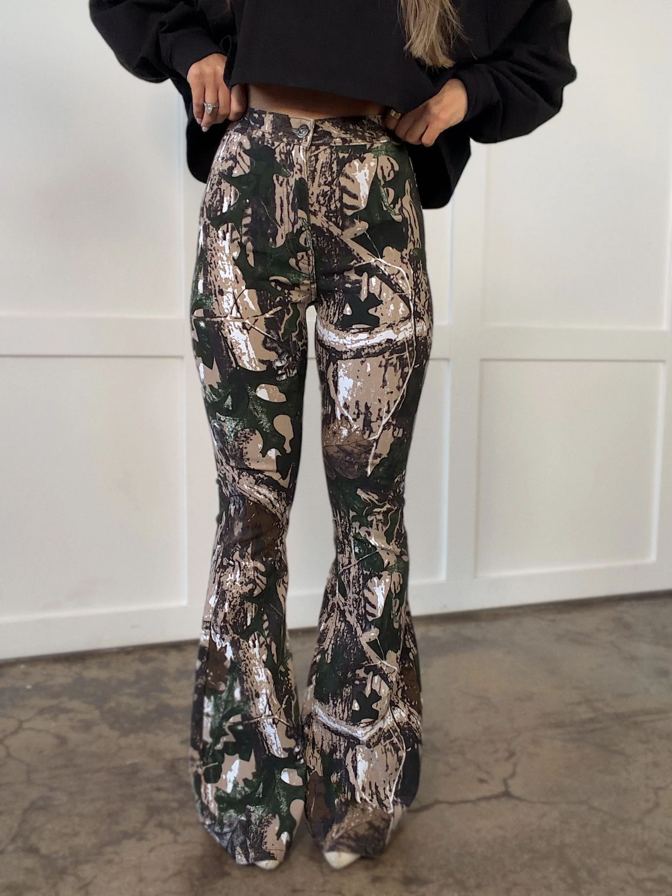 Woodland Green Camo Fiona Flares