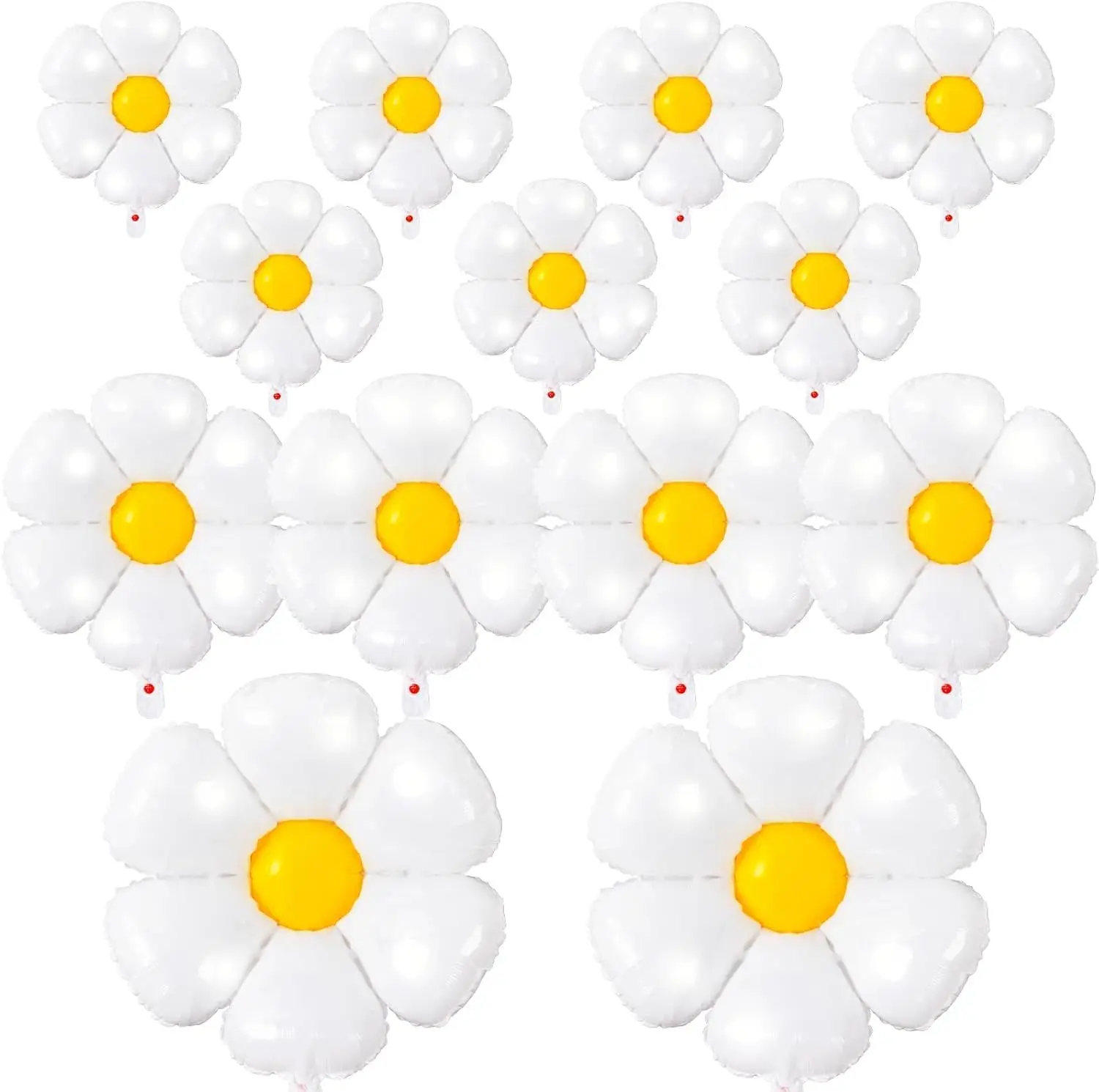 14Pcs White Daisy Flower Foil Balloons, Festive Party Decorations for Girls' Daisy Themed Birthday, Baby Shower Home Supplies