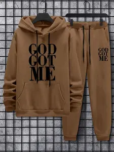 Fashion Print Hoodie Set, Unisex Casual Style, Long Sleeve Fitted Design, Moderate Fabric, Perfect for Fall & Winter Seasons