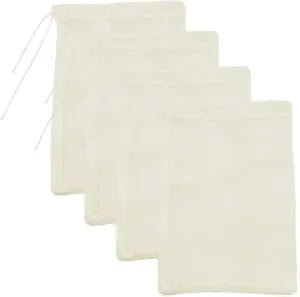 Cheesecloth Bags for Straining,Reusable Cold Brew Coffee Cheese Cloths Strainer,Large Nut Milk Tea Juice Bag,100% Natural Cotton Fine Mesh Filter Bags(X-Small,4 PACK)
