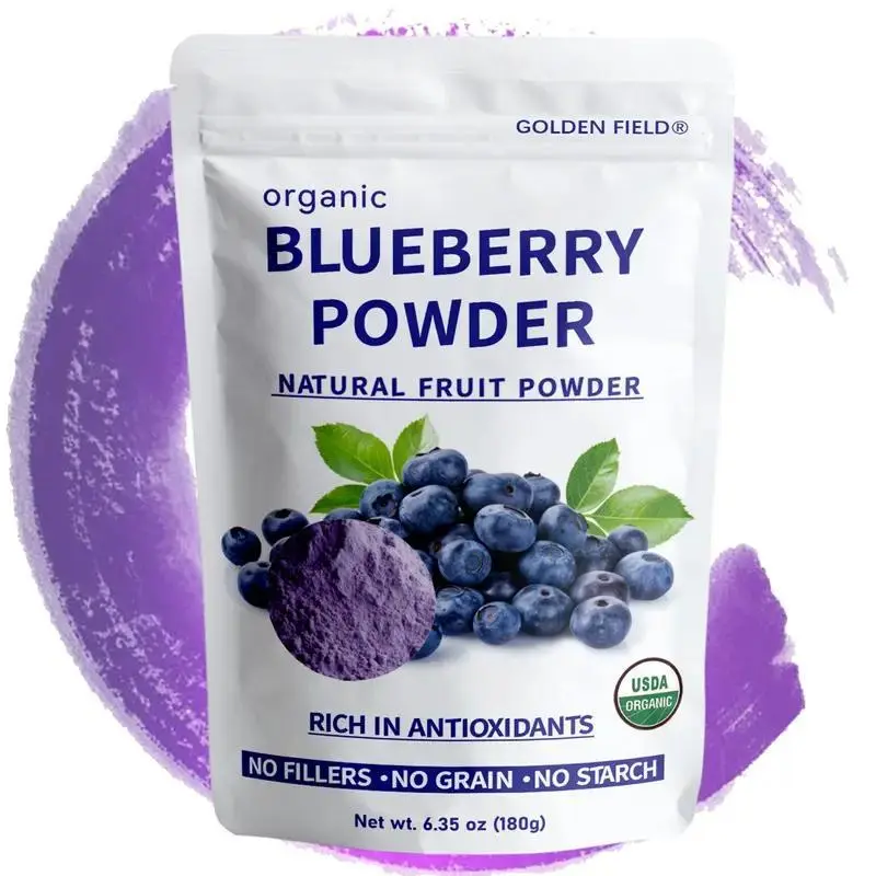 Golden Field Organic Blueberry Powder 6.35oz Natural Fruit Powder for Smoothies & Baking Rich in Antioxidants No Fillers No Grain No Starch