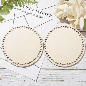 2 Piece Round Crochet Basket Bottoms, Blank Wooden Basket Base, DIY Crochet Basket Base, Unfinished Wood Weaving Craft Base